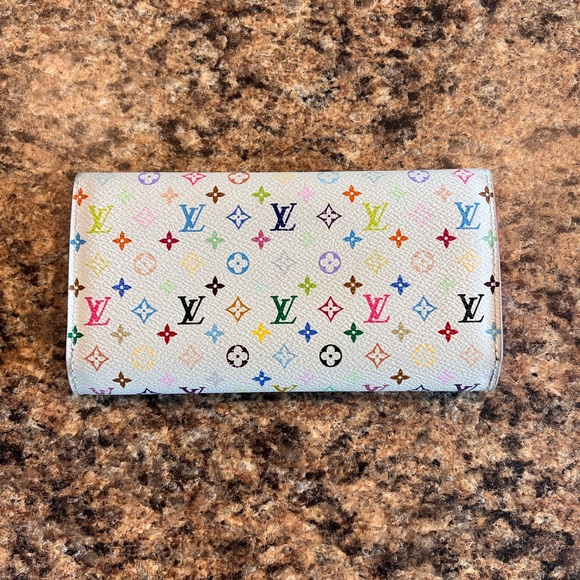 💯 Authentic Louis Vuitton Murakami Multicolore White Sarah Long Wallet w/COA 💖 - Picture 2 of 15